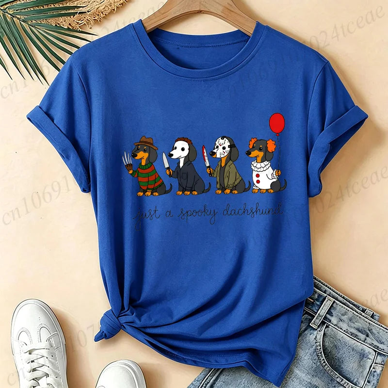 Women’s 90s-Inspired Dachshund Halloween Graphic T-Shirt