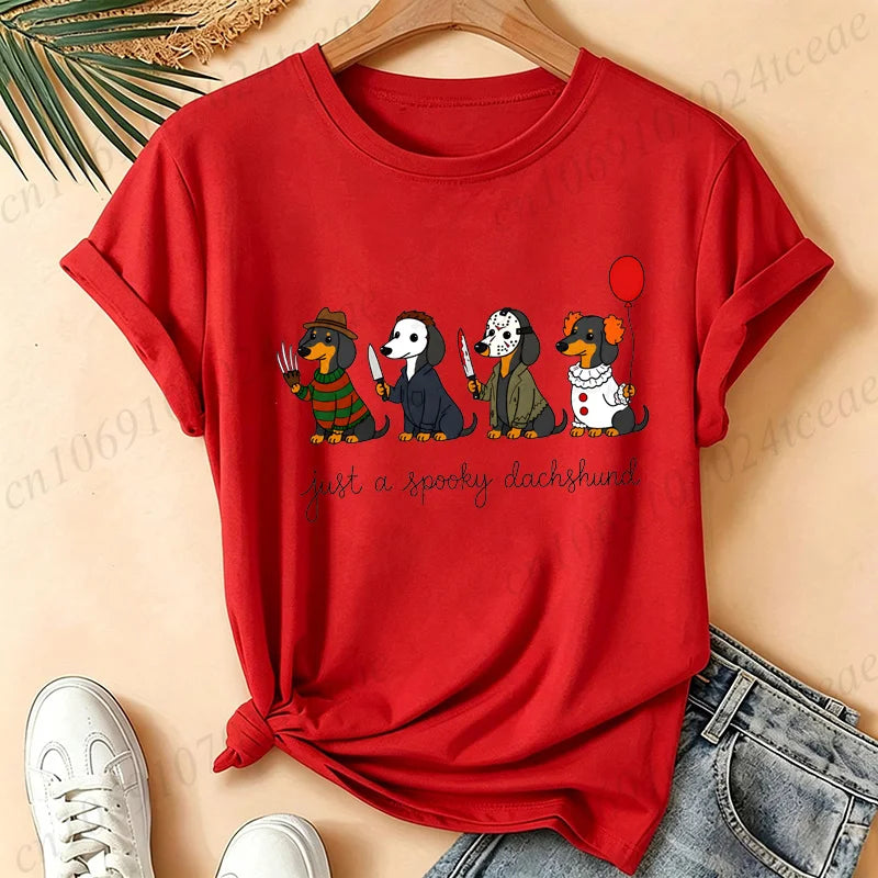 Women’s 90s-Inspired Dachshund Halloween Graphic T-Shirt