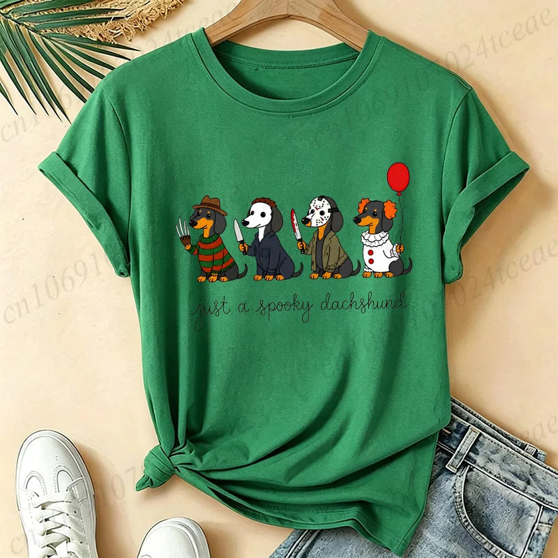 Women’s 90s-Inspired Dachshund Halloween Graphic T-Shirt