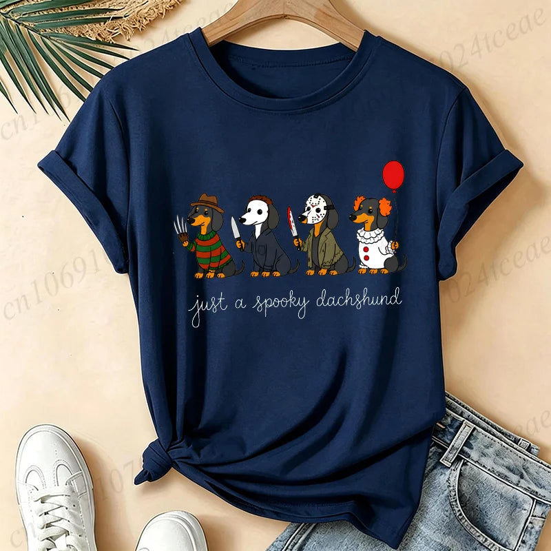 Women’s 90s-Inspired Dachshund Halloween Graphic T-Shirt