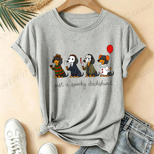Women’s 90s-Inspired Dachshund Halloween Graphic T-Shirt