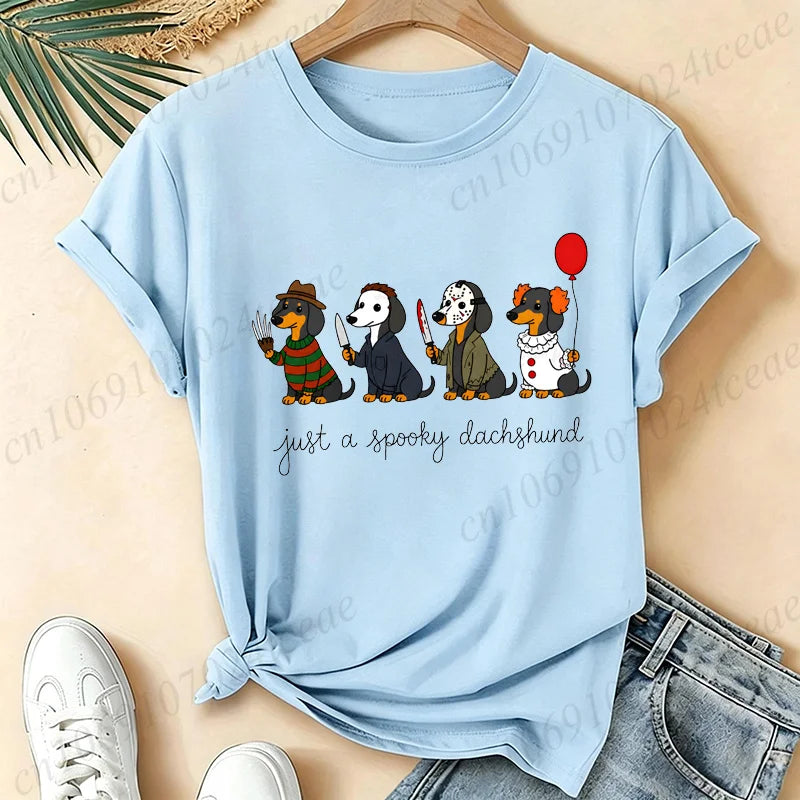 Women’s 90s-Inspired Dachshund Halloween Graphic T-Shirt